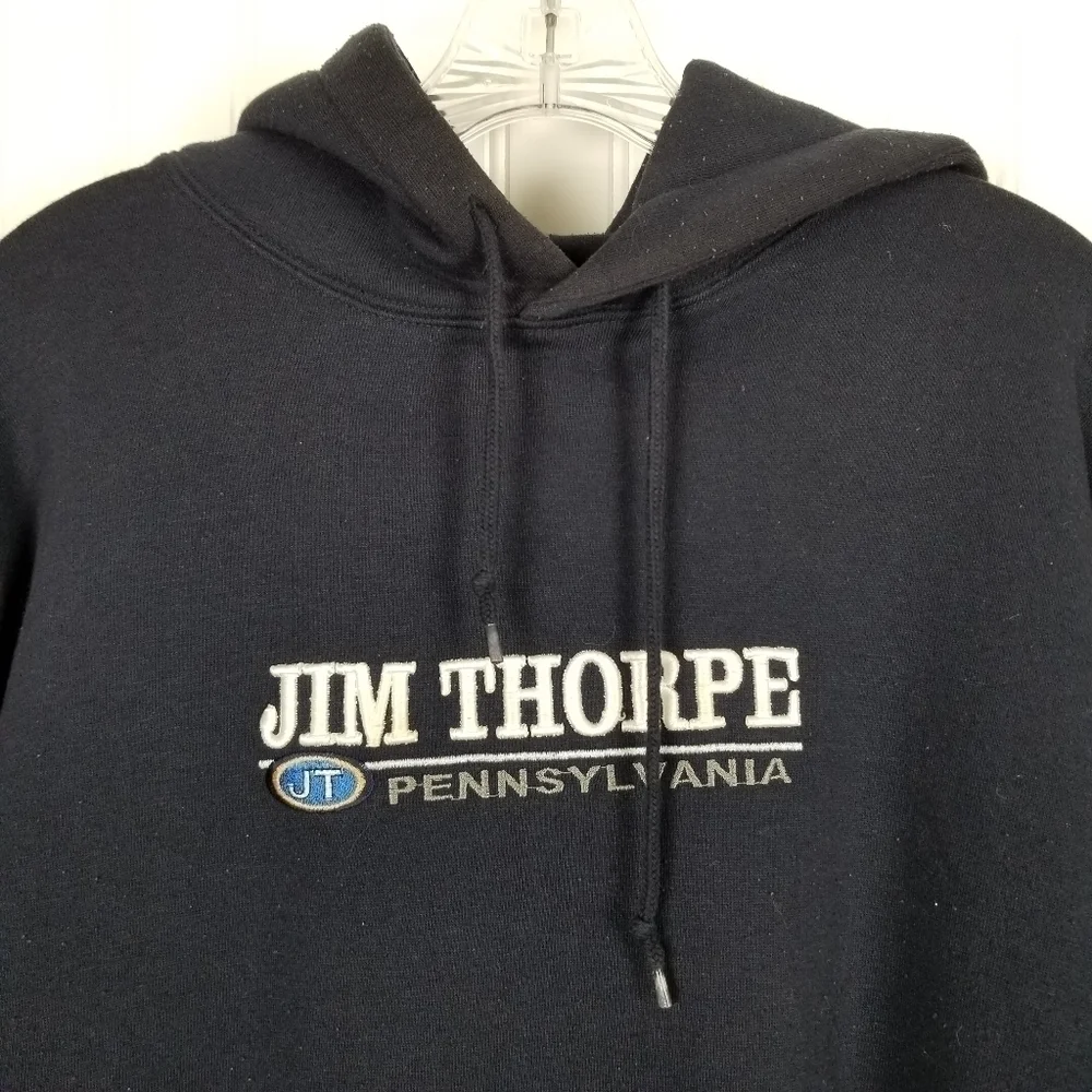 Jim Thorpe Pennsylvania JT Hoodie Sweatshirt Blue Heavy Weight Men's Size Large